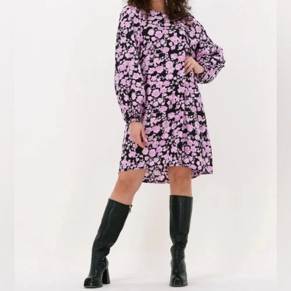 MSCH Copenhagen Women's Boho Floral Print Balloon Sleeve Feminine Casual Dress L - Picture 2 of 16